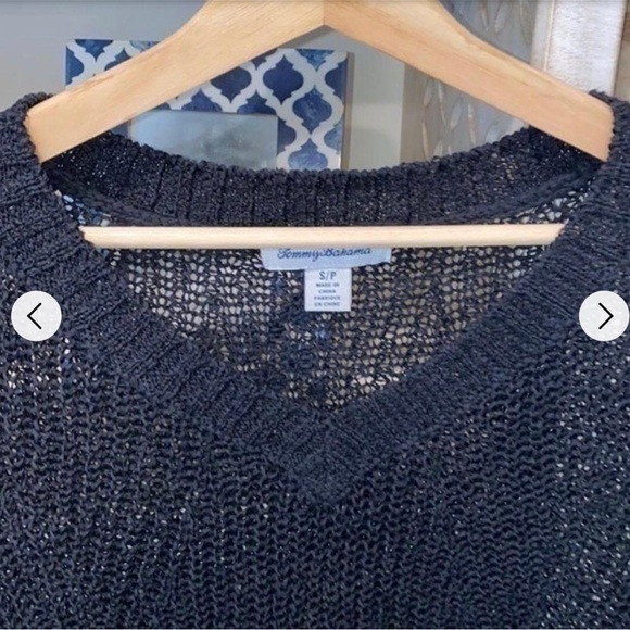Tommy Bahama Marlina Tape Black Cropped Yarn Knot 3/4 sleeve sweater size medium - Picture 5 of 12